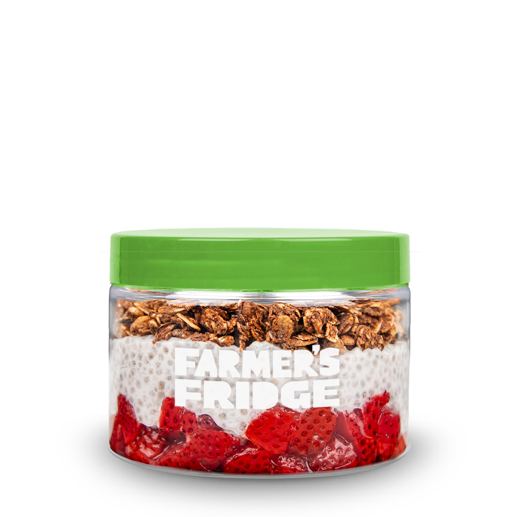 Strawberries & Cream Chia Pudding container